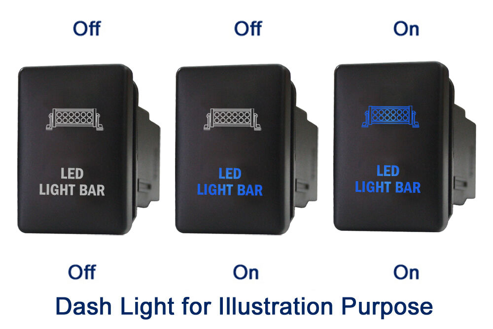 Light Illumination effect of AOBSW900 series HILUX, PRADO & TUNDRA Push Button Switch with dual LED LIGHTS in BLUE