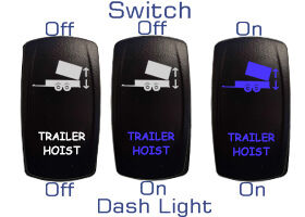 Light Illumination effect of AOBSW6M00 series Universal 12V 20A / 24V 10A Carling Narva type laser etched rocker switch