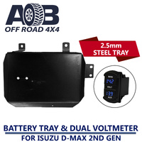 Battery Tray & BLUE Volt Meter for ISUZU D-Max DMAX 06/2012 - 2019 in Black