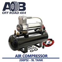 12 Volt 200psi compressor and 9 Litre black tank Universal Kit