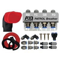 Diff Breather Kit 4 Port fits Nissan Patrol red hose & 3" RED Snorkel Sock Pre Filter