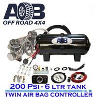 12 Volt Double Ended 200psi compressor+6L tank + 160psi Air Bag Controller Universal Full System for Nissan/Holden/Mitsubishi/Toyota Hilux etc