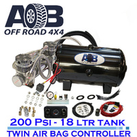12 Volt Double Ended 200psi compressor+18L tank + 60psi Air Bag Controller Universal Full System for Nissan/Holden/Mitsubishi/Toyota Hilux etc