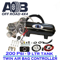 12 Volt Double Ended 200psi compressor+9L tank + 160psi Air Bag Controller Universal Full System for Nissan/Holden/Mitsubishi/Toyota Hilux etc