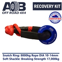 Recovery Kit 1 x BLUE Snatch Ring 8000kg + 1 x RED Soft Shackle Recovery Rope 17T for Toyota/Nissan/Holden/Mitsubishi etc