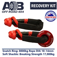 Recovery Kit 1 x RED Snatch Ring 8000kg + 2 x RED Soft Shackle Recovery Rope 17T for Toyota/Nissan/Holden/Mitsubishi etc