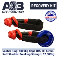 Recovery Kit 1 x BLUE Snatch Ring 8000kg + 2 x RED Soft Shackle Recovery Rope 17T for Toyota/Nissan/Holden/Mitsubishi etc