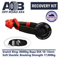 Recovery Kit 1 x Black Snatch Ring 8000kg + 1 x Soft Shackle Recovery Rope 17000kg RED for Toyota/Nissan/Holden/Mitsubishi etc