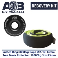 Recovery Kit 1 x Black Snatch Ring 8000kg + 1 x Bridle Strap/Tree Truck Protector 10T for Toyota/Nissan/Holden/Mitsubishi etc