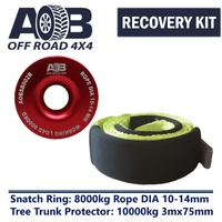 Recovery Kit 1 x Red Snatch Ring 8000kg + 1 x Bridle Strap/Tree Truck Protector 10T for Toyota/Nissan/Holden/Mitsubishi etc
