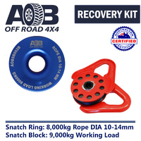 Recovery Kit 1 x Blue Snatch Ring 8000kg 8T + 1 x Recovery Snatch Block 9000kg 9T for Toyota/Nissan/Holden/Mitsubishi etc