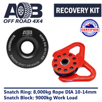 Recovery Kit 1 x Black Snatch Ring 8000kg 8T + 1 x Recovery Snatch Block 9000kg 9T for Toyota/Nissan/Holden/Mitsubishi etc