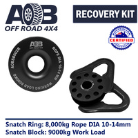 Recovery Kit 1 x Black Snatch Ring 8000kg 8T + 1 x Recovery Snatch Block 9000kg 9T Black for Toyota/Nissan/Holden/Mitsubishi etc