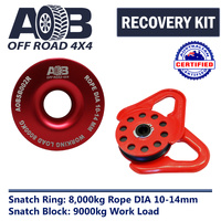 Recovery Kit 1 x Red Snatch Ring 8000kg 8T + 1 x Recovery Snatch Block 9000kg 9T for Toyota/Nissan/Holden/Mitsubishi etc