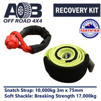 Recovery Kit 1 x Soft Shackle Recovery Rope 17000kg 17T + 1 x Tree Trunk Protector 10T for Toyota/Nissan/Holden/Mitsubishi etc