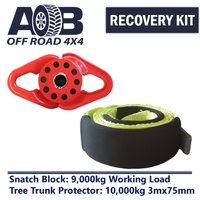 Recovery Kit 1 x Bridle Strap/Tree Trunk Protector 10T + 1 x Snatch Block 9000kg 9T for Toyota/Nissan/Holden/Mitsubishi etc