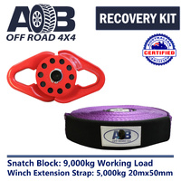 Recovery Kit 1 x Snatch Block 9000kg + 1 x Winch Extension Strap 5000kg 20Mx50MM for Toyota/Nissan/Holden/Mitsubishi etc