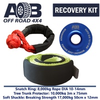 Recovery Kit 1 x Blue Snatch Ring 8T + 1x Tree Trunk Protector 10T + 1x Soft Shackle 17T for Toyota/Nissan/Holden/Mitsubishi etc