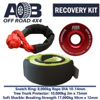 Recovery Kit 1 x Red Snatch Ring 8T + 1 x Tree Trunk Protector 10T + 1 x Soft Shackle 17T for Toyota/Nissan/Holden/Mitsubishi etc