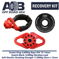 Recovery Kit 1 x Black Snatch Ring 8T + 1 x Snatch Block 9T + 1 x Soft Shackle 17T for Toyota/Nissan/Holden/Mitsubishi etc