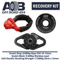 Recovery Kit 1 x Black Snatch Ring 8T + 1 x Snatch Block 9T black + 1 x Soft Shackle 17T for Toyota/Nissan/Holden/Mitsubishi etc
