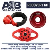 Recovery Kit 1 x Red Snatch Ring 8T + 1 x Snatch Block 9T + 1 x Soft Shackle 17T fits Toyota/Nissan/Holden/Mitsubishi etc