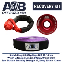 Recovery Kit 1 x Red Snatch Ring 8T + 1 x Winch Extension Strap 5T + 1 x Soft Shackle 17T for Toyota/Nissan/Holden/Mitsubishi etc