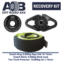 Recovery Kit 1 x Black Snatch Ring 8T + 1 x Snatch Block 9T Black + 1 x Tree Trunk Protector 10T