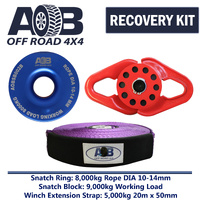 Recovery Kit 1 x Blue Snatch Ring 8T + 1 x Snatch Block 9T + 1 x Winch Extension Strap 5T for Toyota/Nissan/Holden/Mitsubishi etc