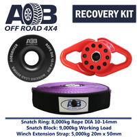 Recovery Kit 1 x Black Snatch Ring 8T + 1x Snatch Block 9T + 1x Winch Extension Strap 5T for Toyota/Nissan/Holden/Mitsubishi etc