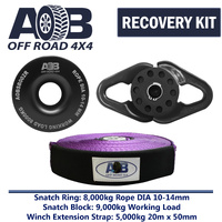 Recovery Kit 1 x Black Snatch Ring 8T + 1x Snatch Block 9T Black + 1x Winch Extension Strap 5T for Toyota/Nissan/Holden/Mitsubishi etc