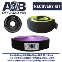Recovery Kit 1 x Black Snatch Ring 8T + 1 x Winch Extension Strap 5T + 1 x Bridle 10T for Toyota/Nissan/Holden/Mitsubishi etc