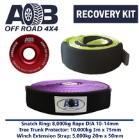 Recovery Kit 1 x Red Snatch Ring 8T + 1 x Winch Extension Strap 5T + 1 x Bridle 10T for Toyota/Nissan/Holden/Mitsubishi etc