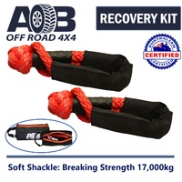 Recovery Kit 2 x Red Soft Shackle Recovery Rope 50cm 17,000kg 17T + small bag for Toyota/Nissan/Holden/Mitsubishi etc