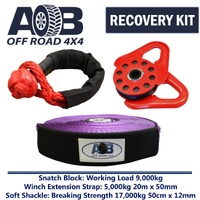 Recovery Kit 1 x Soft Shackle 17T + 1 x Snatch Block 9T + 1 x Winch Extension Strap 5T for Toyota/Nissan/Holden/Mitsubishi etc