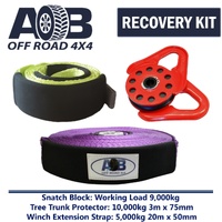 Recovery Kit 1x Tree Trunk Protector 10T + 1x Winch Extension Strap 5T + Snatch Block 9T for Toyota/Nissan/Holden/Mitsubishi etc