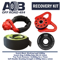 Recovery Kit 1x Black Snatch Ring 8T + 1x Bridle 10T + 1x Soft Shackle 17T + 1x Snatch Block 9T for Toyota/Nissan/Holden/Mitsubishi etc