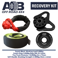 Recovery Kit 1x Black Snatch Ring 8T +1x Bridle 10T +1x Soft Shackle 17T +1x Snatch Block 9T black for Toyota/Nissan/Holden/Mitsubishi etc