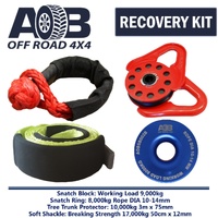 Recovery Kit 1x Blue Snatch Ring 8T + 1x Bridle 10T + 1x Soft Shackle 17T + 1x Snatch Block 9T for Toyota/Nissan/Holden/Mitsubishi etc
