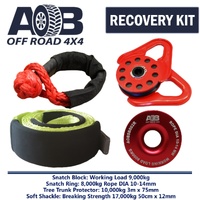Recovery Kit 1x Red Snatch Ring 8T + 1x Bridle 10T + 1x Soft Shackle 17T x 1x Snatch Block 9T for Toyota/Nissan/Holden/Mitsubishi etc