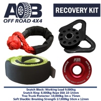 Recovery Kit 1x Red Snatch Ring 8T +1x Bridle 10T +1x Soft Shackle 17T x1x Snatch Block 9T black for Toyota/Nissan/Holden/Mitsubishi etc
