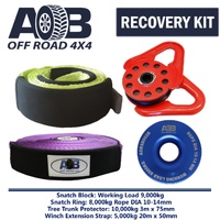 Recovery Kit 1 x Blue Snatch Ring 8T+ 1x Winch Extension Strap 5T + 1x Bridle + 1 x Snatch Block for Toyota/Nissan/Holden/Mitsubishi