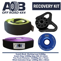 Recovery Kit 1x Blue Snatch Ring 8T+1x Winch Extension Strap 5T +1x Bridle +1x Snatch Block black for Toyota/Nissan/Holden/Mitsubishi