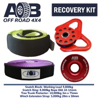 Recovery Kit 1 x Red Snatch Ring 8T+ 1x Winch Extension Strap 5T + 1x Bridle + 1 x Snatch Block for Toyota/Nissan/Holden/Mitsubishi