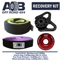 Recovery Kit 1x Red Snatch Ring 8T+ 1x Winch Extension Strap 5T +1x Bridle + 1x Snatch Block black for Toyota/Nissan/Holden/Mitsubishi