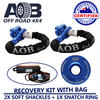 Recovery Kit 2 x Blue Soft Shackle Recovery Rope 61cm 2000kg 20T + Blue Snatch Ring 8T + large bag for Toyota/Nissan/Holden/Mitsubishi etc