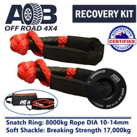 Recovery Kit 2 x Red Soft Shackle Recovery Rope 17000kg 17T + 1x Black Snatch Ring 8T + small bag for Toyota/Nissan/Holden/Mitsubishi etc