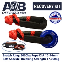 Recovery Kit 2 x Red Soft Shackle Recovery Rope 17000kg 17T + 1x Blue Snatch Ring 8T + small bag for Toyota/Nissan/Holden/Mitsubishi etc