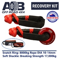 Recovery Kit 2 x Red Soft Shackle Recovery Rope 17000kg 17T + 1x Red Snatch Ring 8T + small bag for Toyota/Nissan/Holden/Mitsubishi etc
