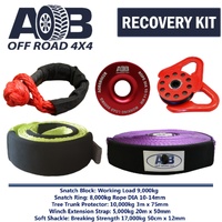 Recovery Kit 1x Red Snatch Ring 8T +1x Bridle +1x Soft Shackle 17T +1x Snatch Block 9T+ Winch Strap for Toyota/Nissan/Mitsubishi etc